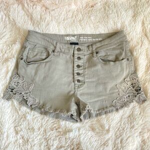 Mossimo High Rise Olive Green Floral Shorts 14